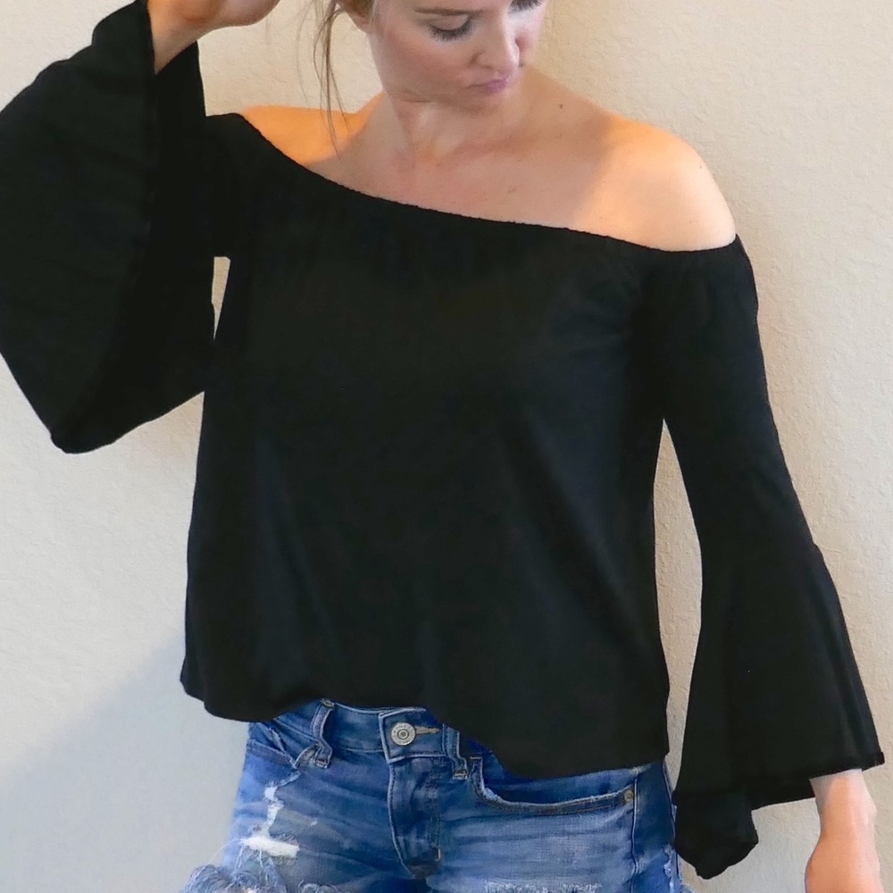 Black Off-the-Shoulder Blouse